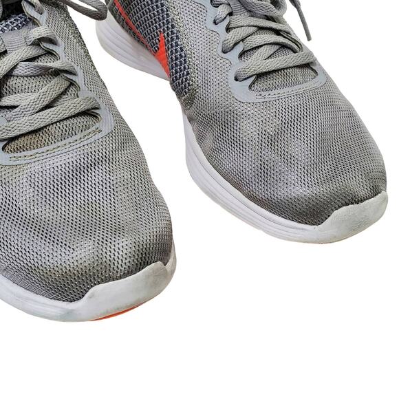 Nike | Revolution 3 Wolf Gray / Hyper Orange Ankle-High Running Shoe Sneaker - Picture 6 of 12